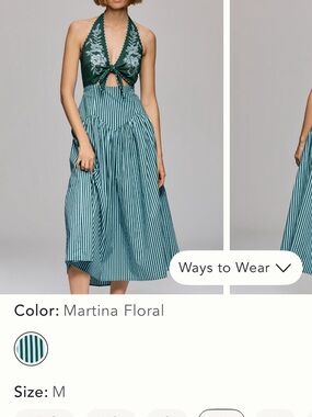FARM Rio Green Martina Floral Backless Halter Dress NWOT